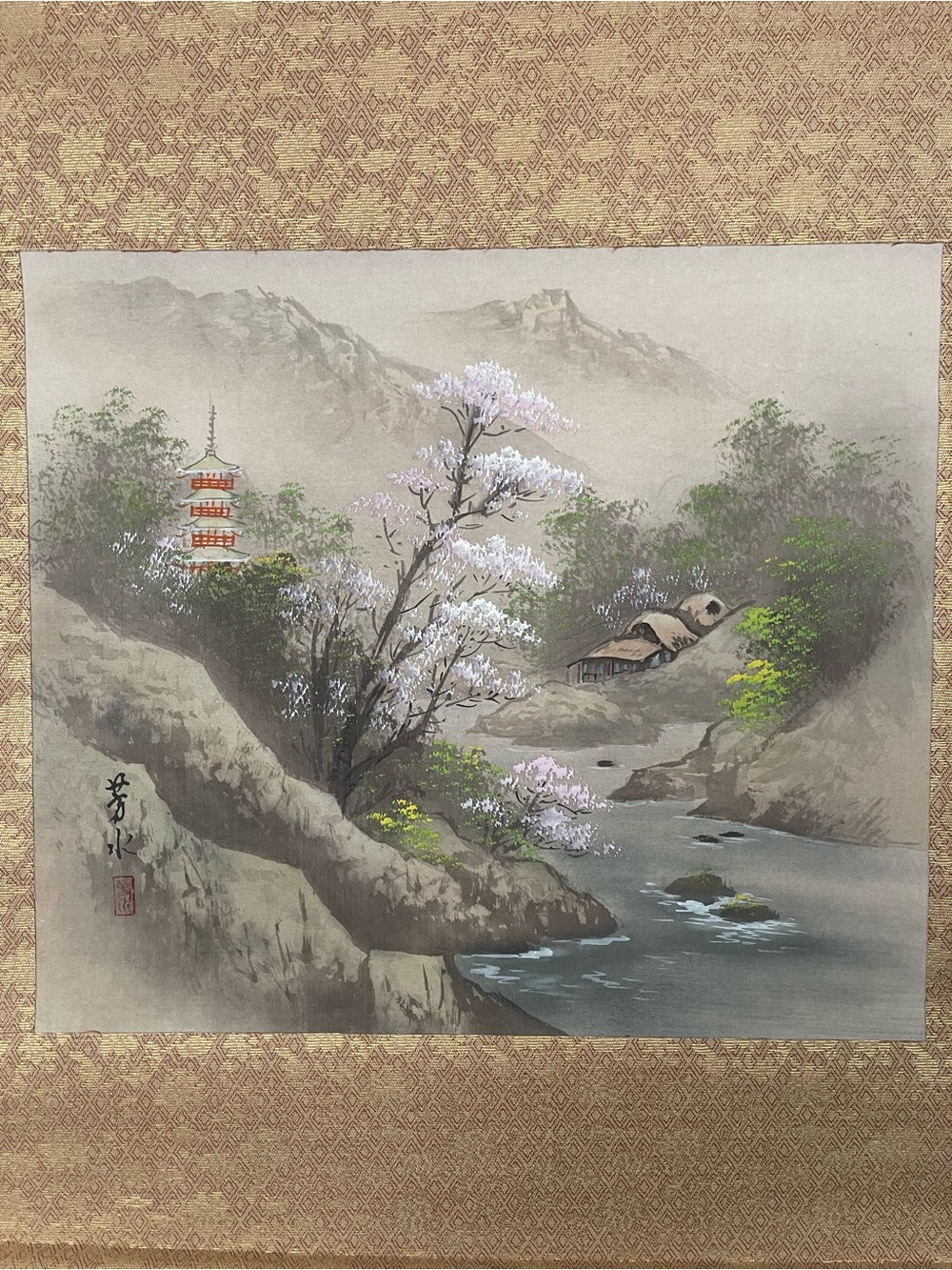 Japanese Kakejiku Landscape Scroll